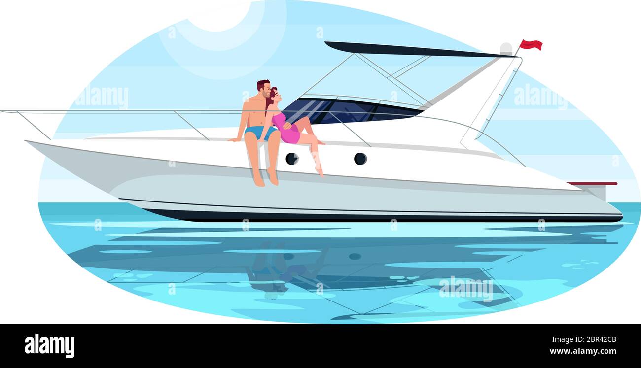 Couple on voyage semi flat vector illustration Stock Vector