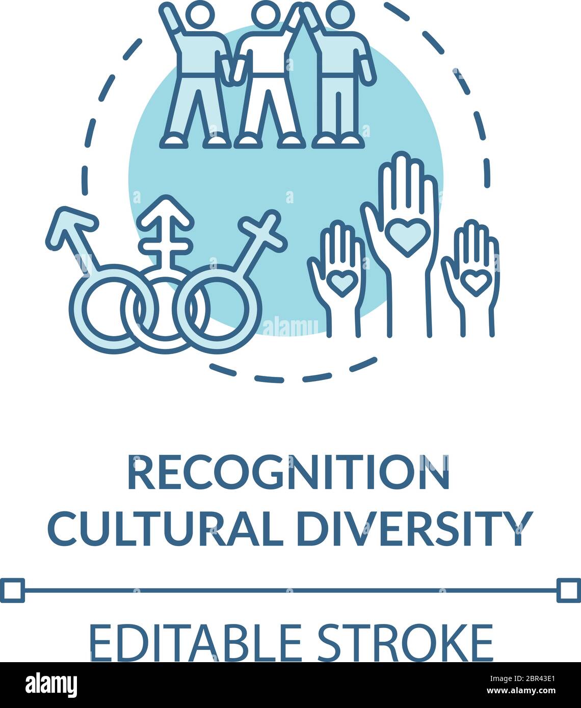 Cultural diversity recognition turquoise concept icon Stock Vector ...