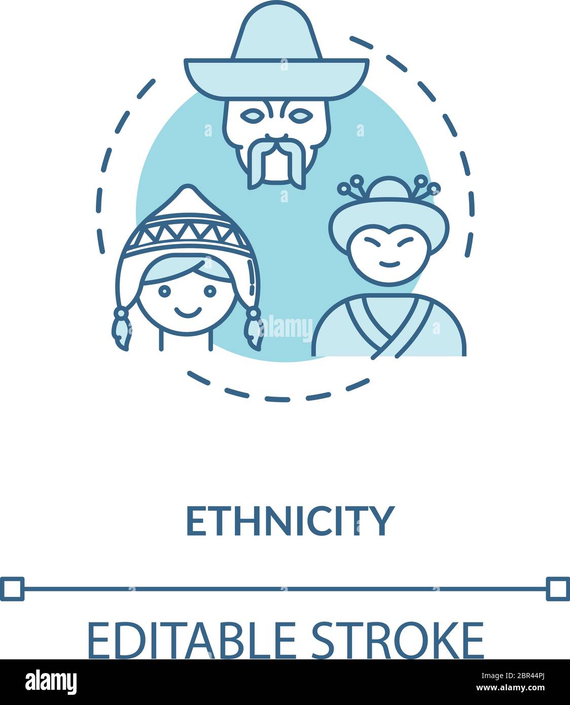 Ethnicity turquoise concept icon Stock Vector