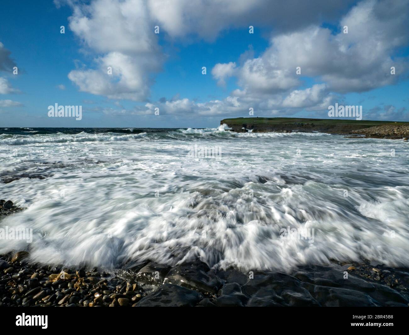 Running Sea near Downpatrick Head, Knockaun, Ballycastle, Co. Mayo, Ireland Stock Photo