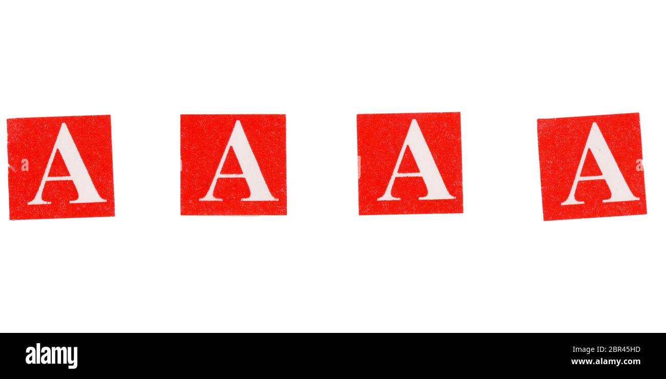 aaaa series of four A letters over white background Stock Photo