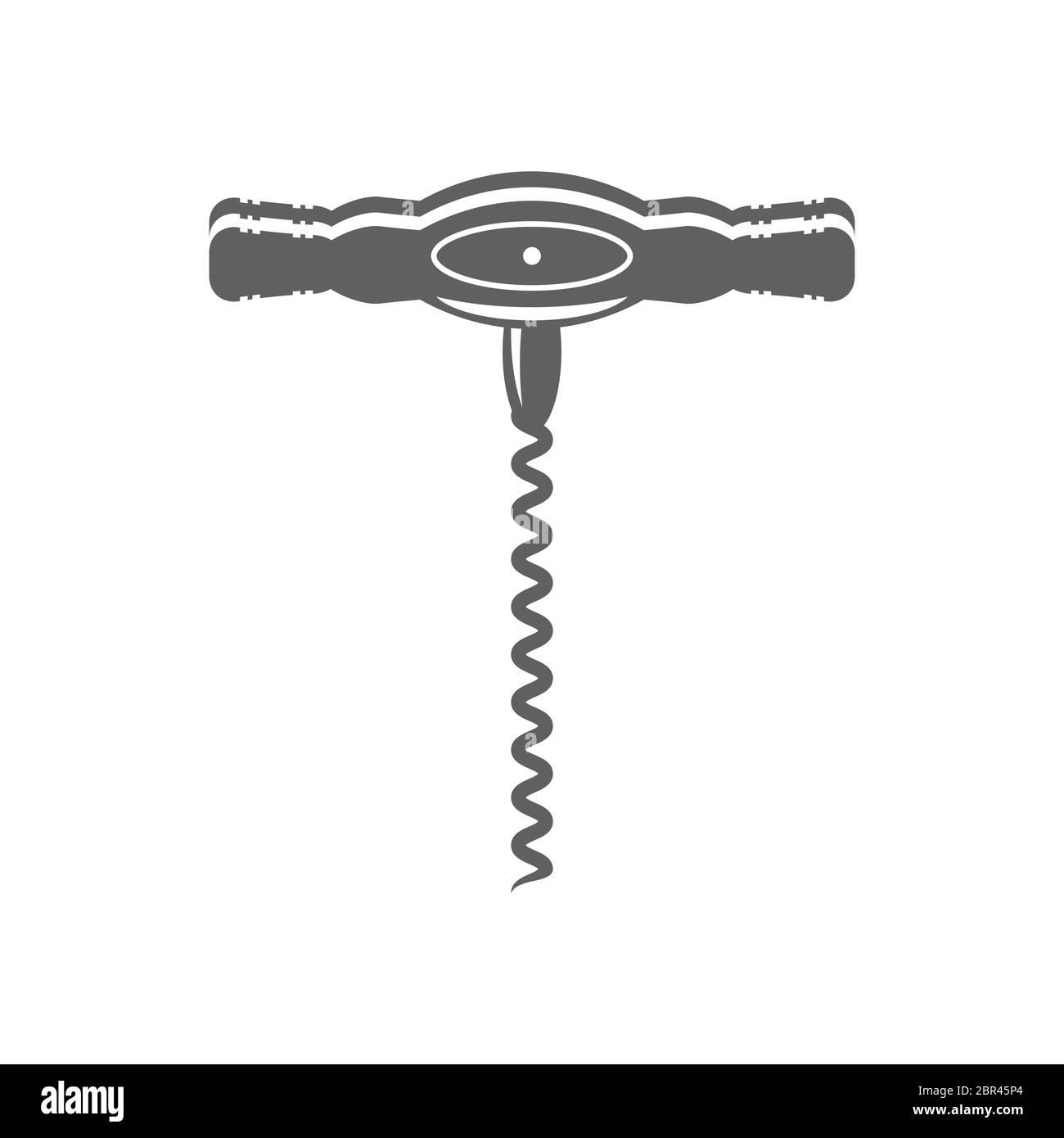 Retro Wood Corkscrew Icon for Opening Wine Bottle Isolated on White ...