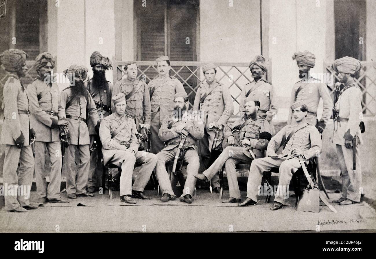 officers of a native Indian regiment, British army, India, photographed by Shepherd and Robertson Stock Photo