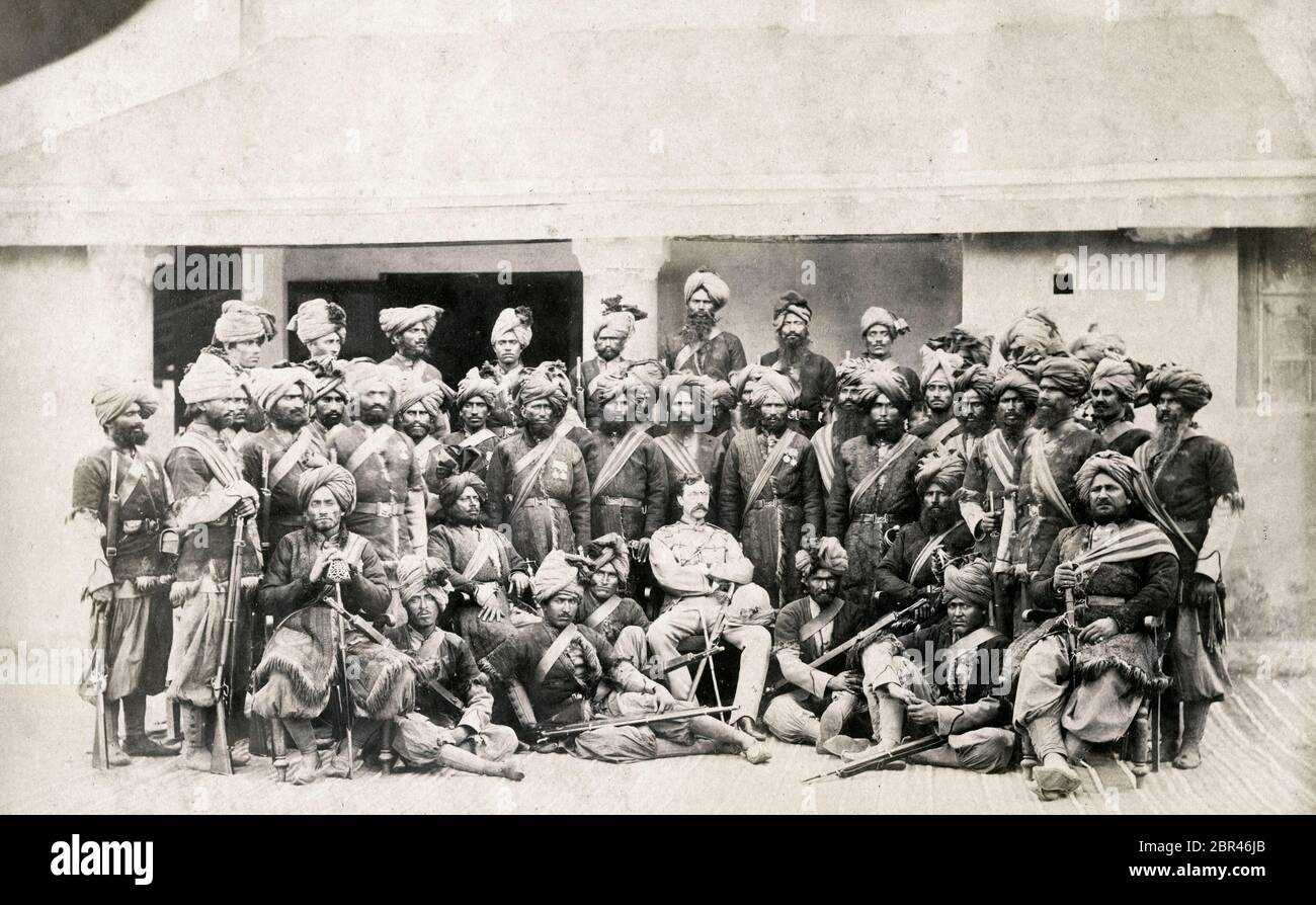 officers of a native Indian regiment, British army, India Stock Photo