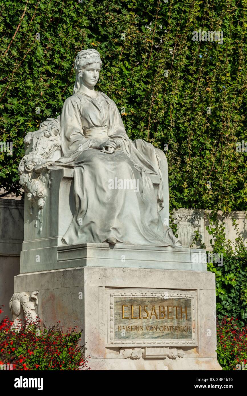 Monument of Empress Elizabeth in the park Volksgarten of Vienna - Austria. Stock Photo