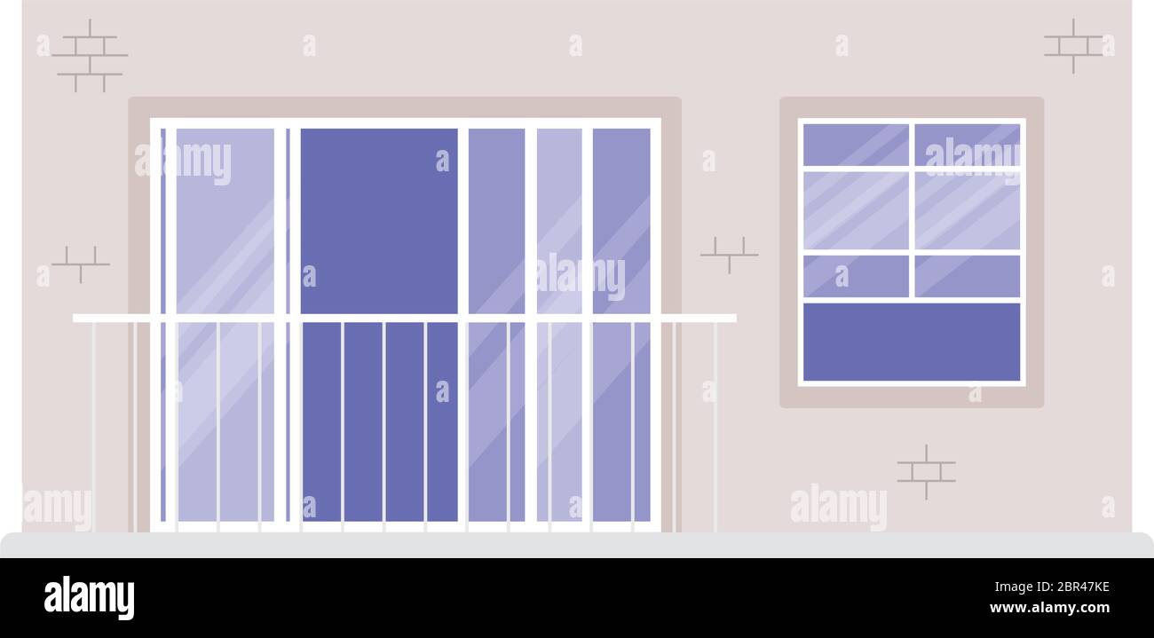 Isolated window and balcony outside white building vector design Stock ...