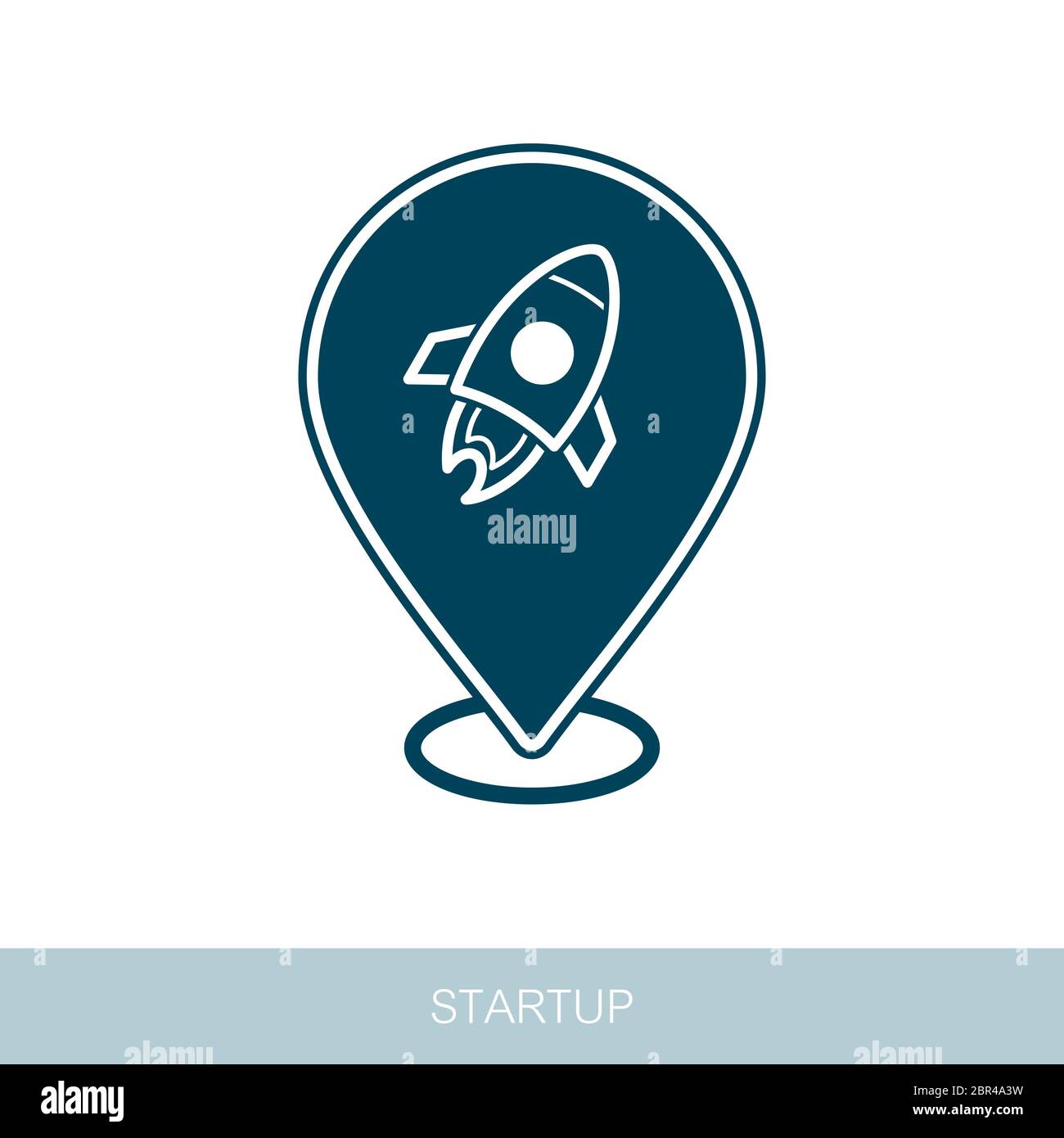Start up pin map icon. Startup business rocket sign. Map pointer. Map ...