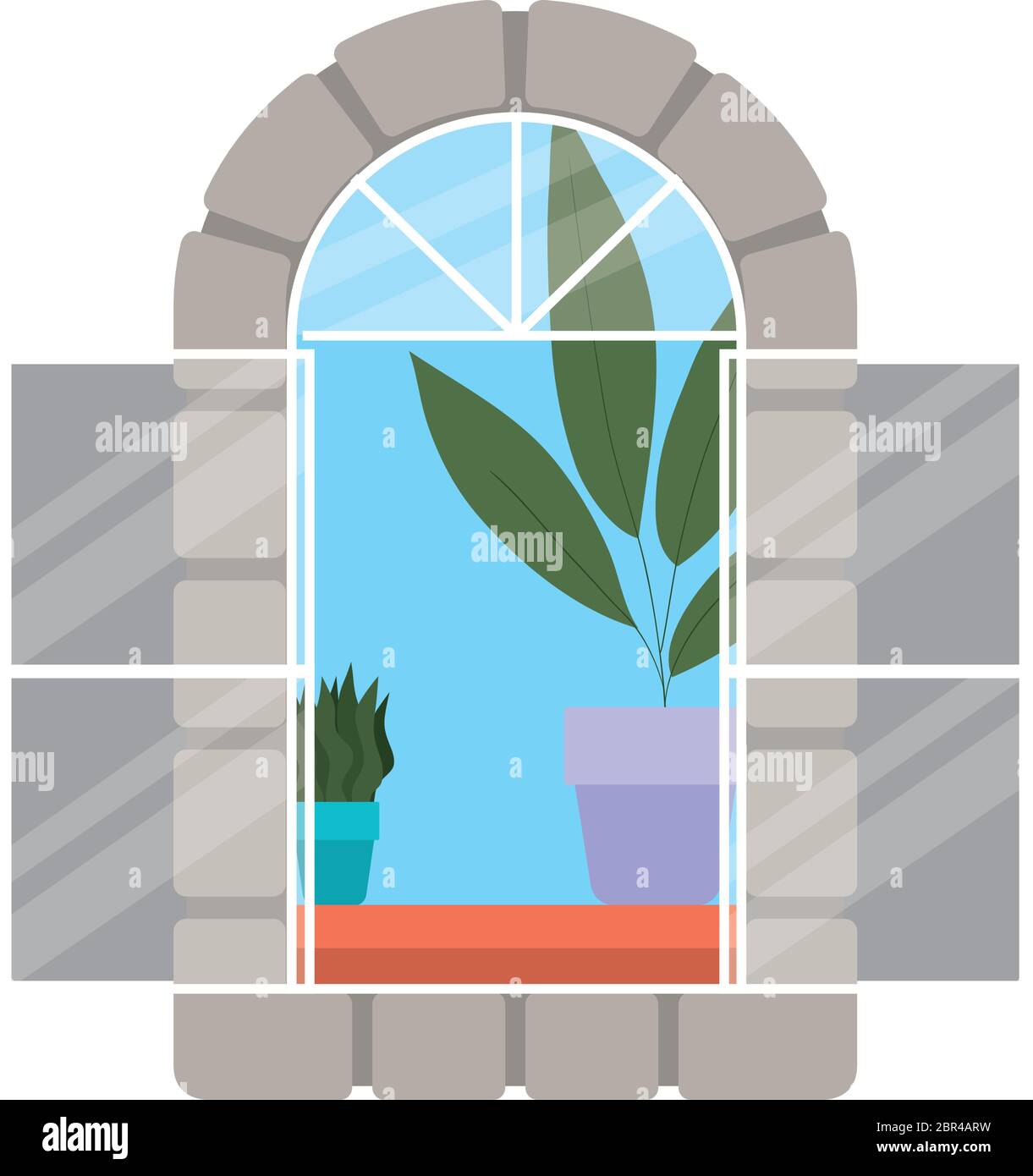 window with interior view of plants vector design Stock Vector Image ...