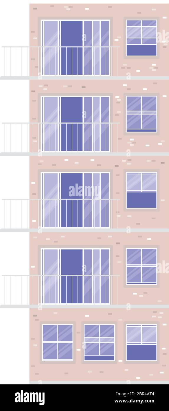 Isolated windows and balconies outside white building vector design ...