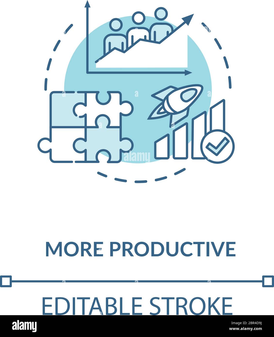 More productive turquoise concept icon Stock Vector