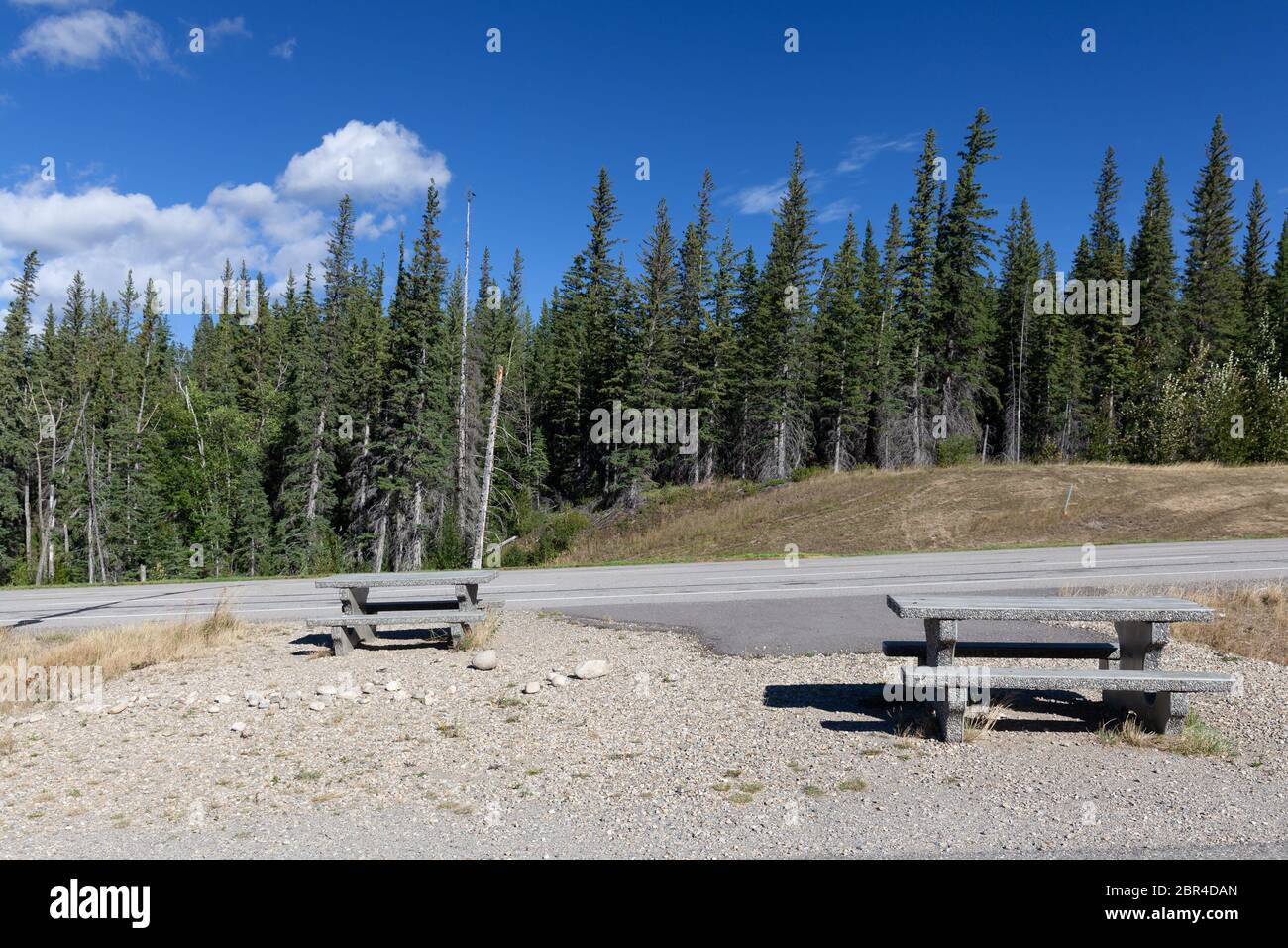 Rest area on Yellowhead highway 16, Alberta Stock Photo
