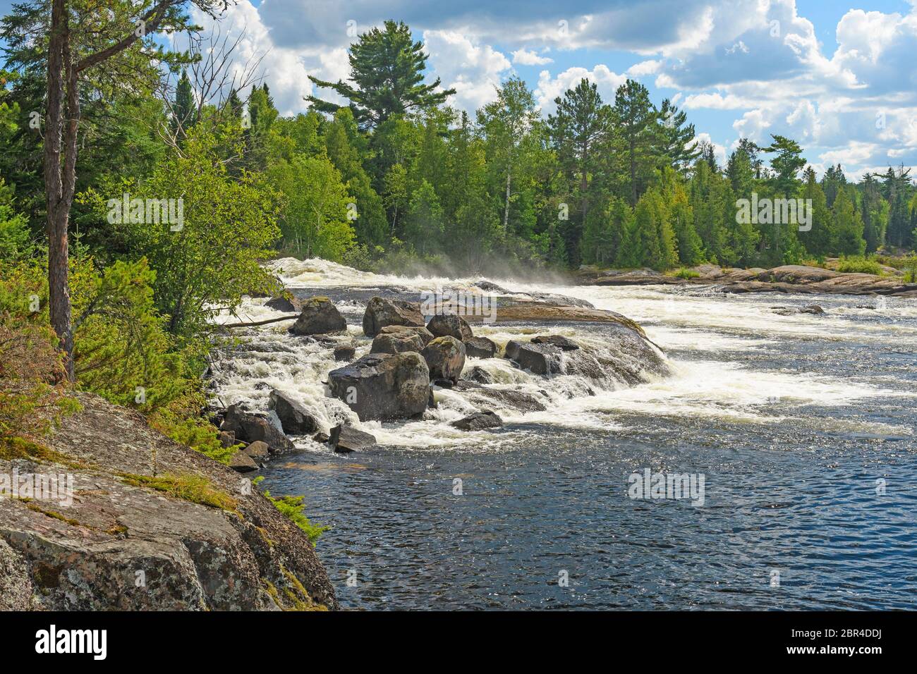Rocky Cascade in the Heart of the North Woods at Bald Rock Falls in the Falls Chain in Quetico Provincial Park in Ontario Stock Photo