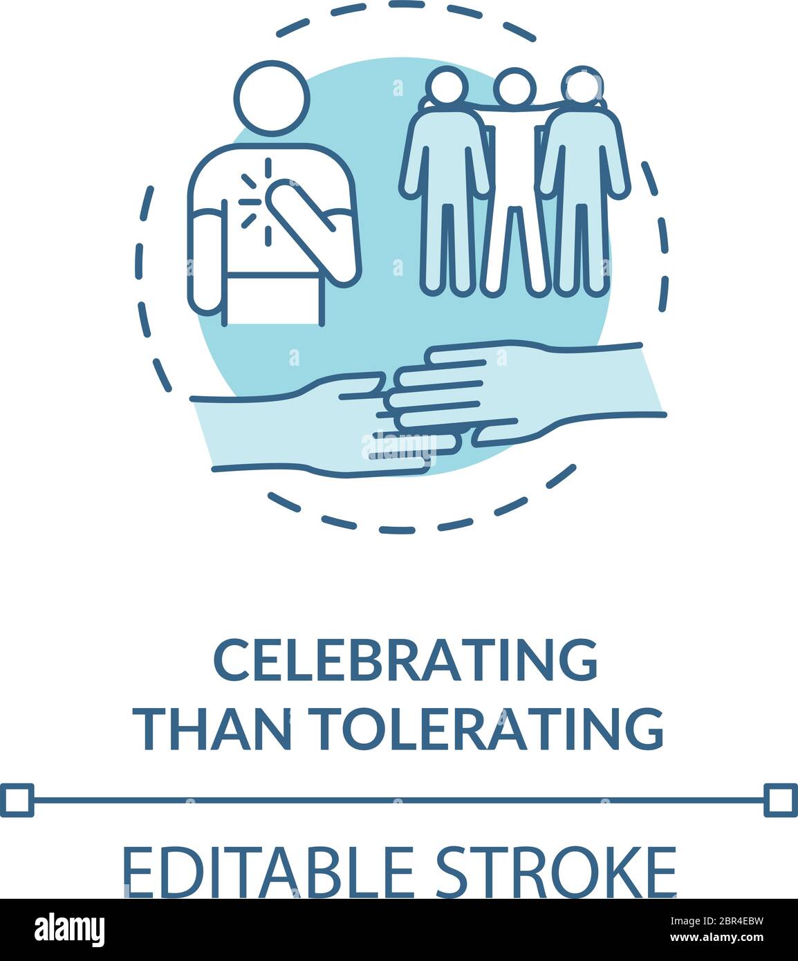 Celebrating than tolerating turquoise concept icon Stock Vector