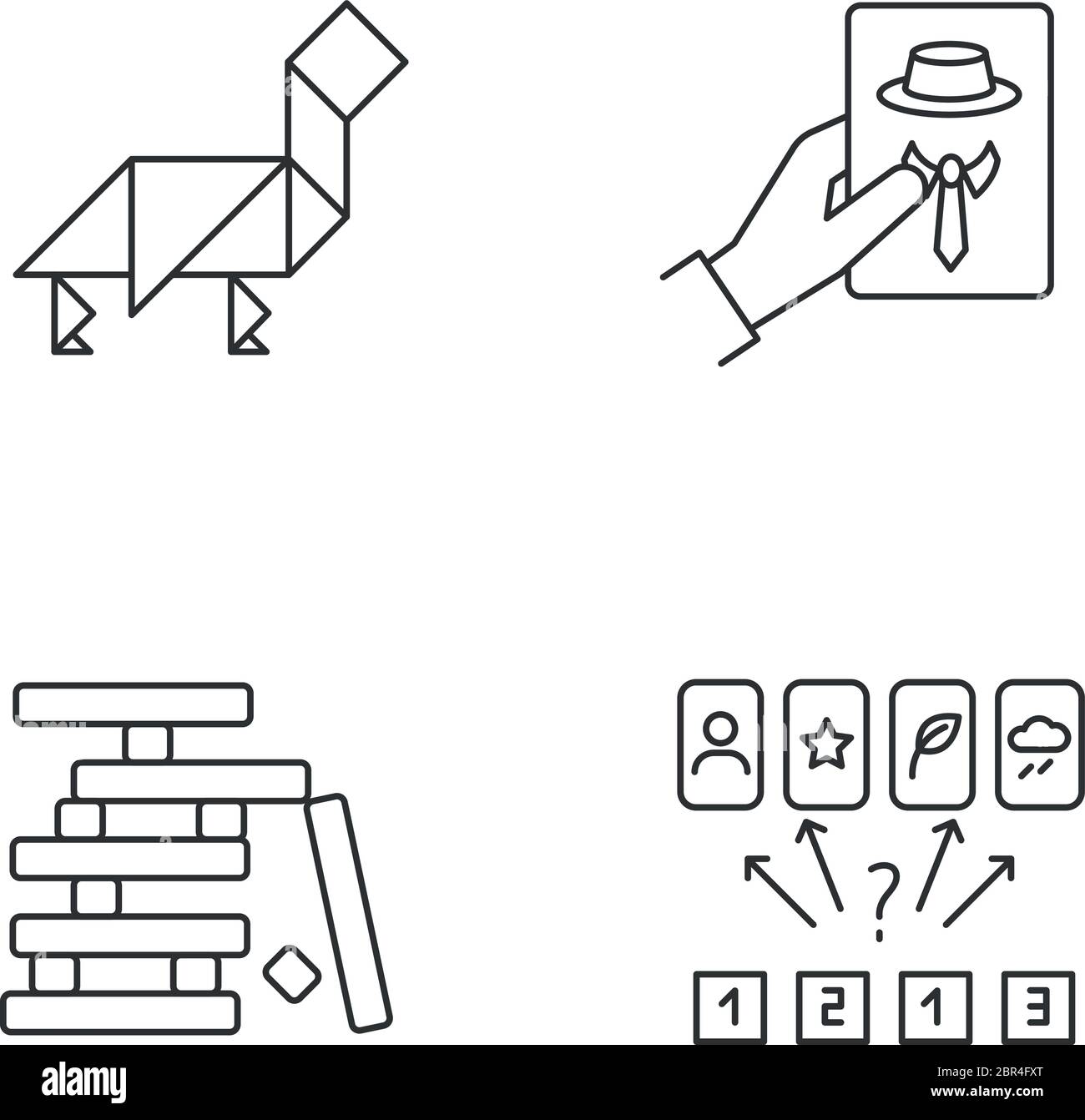Tabletop games pixel perfect linear icons set Stock Vector
