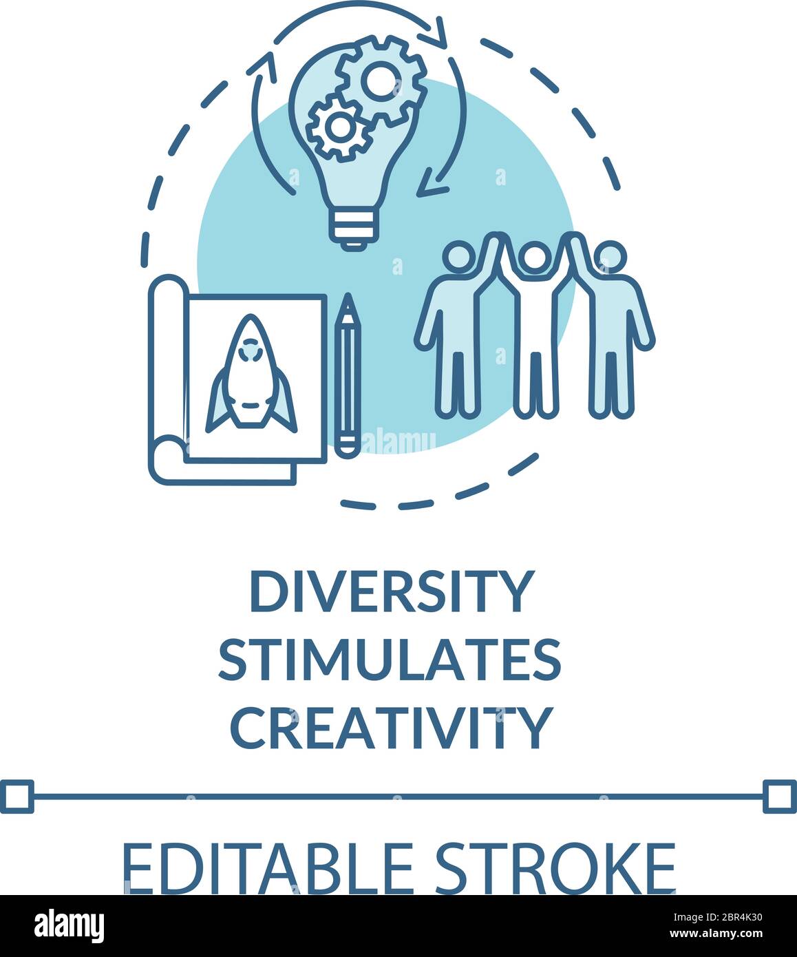 Diversity stimulates creativity turquoise concept icon Stock Vector ...