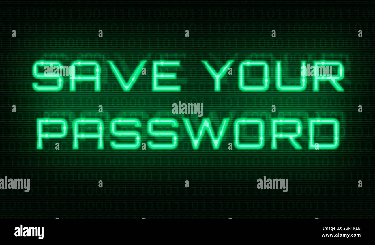 Binary code with the words Save your password in the center Stock Photo