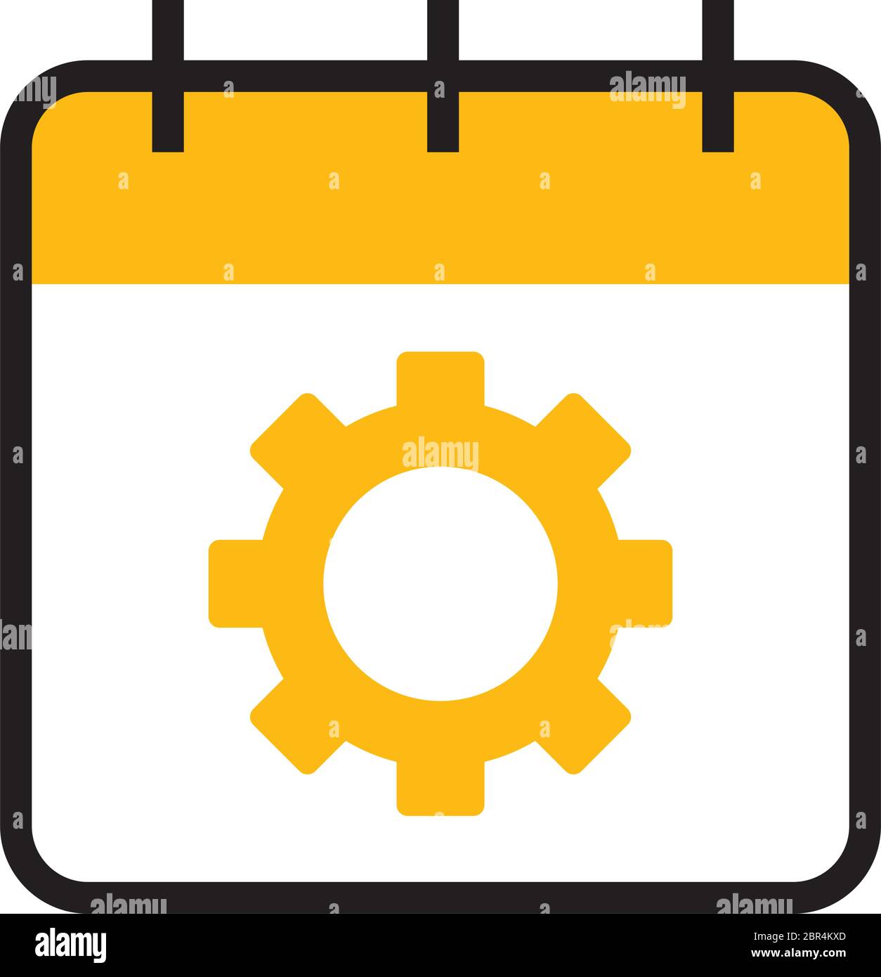 calendar with gear wheel icon over white background, half line half color style, vector illustration Stock Vector