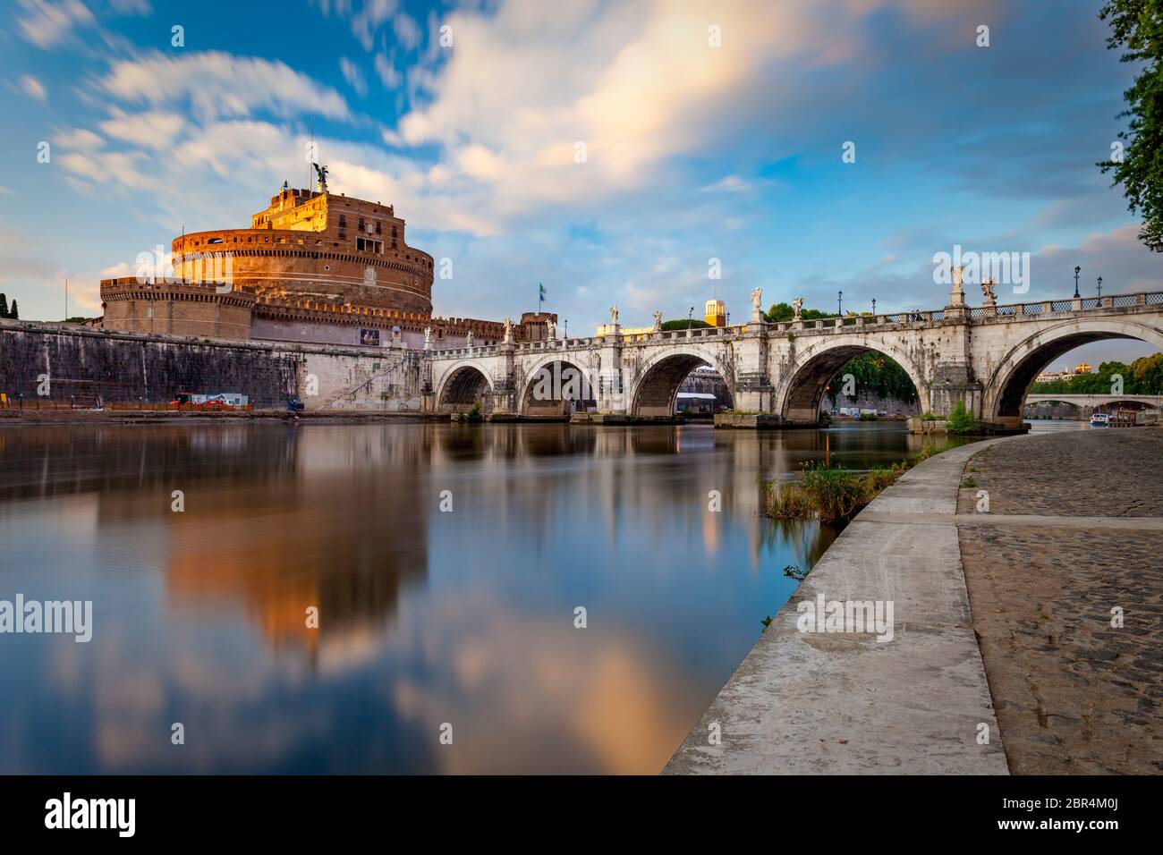 Castel and Ponte Sant Angelo over River Tiber, Rome, Lazio, Italy Stock Photo
