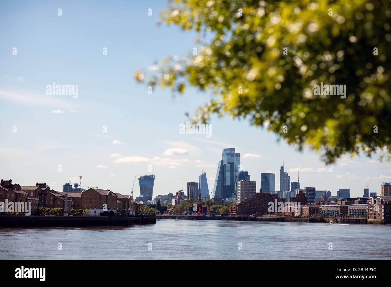 The city of London seen from Canary wharf along the river Thames Stock Photo