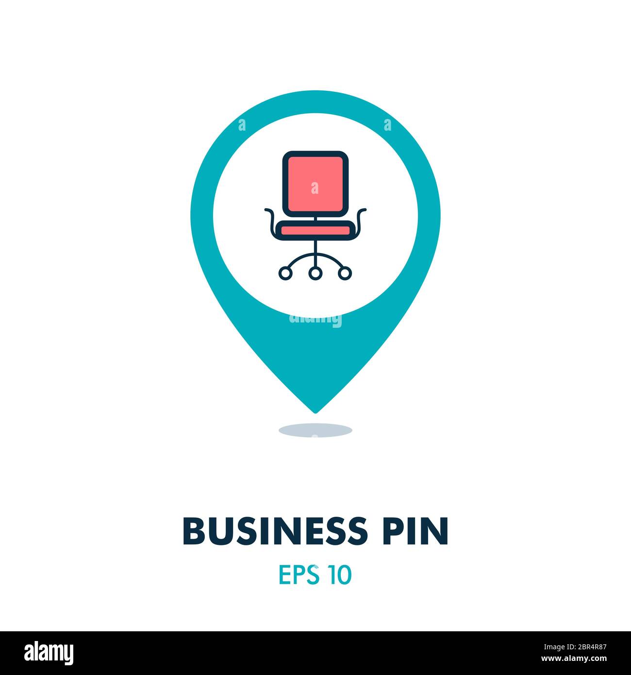 Office Chair outline pin map icon. Business sign. Map pointer. Map ...