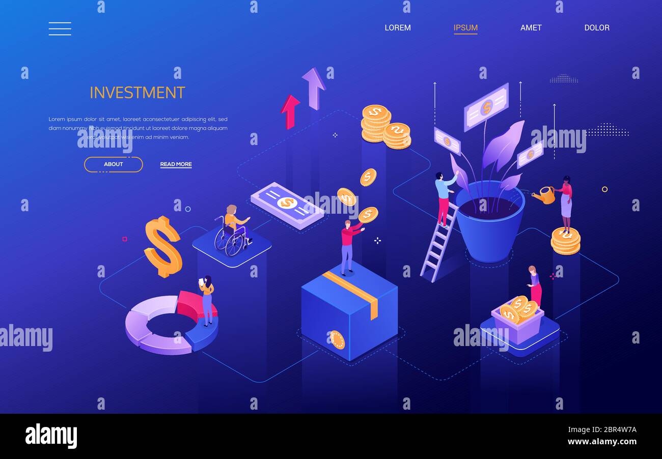 Financial growth - modern colorful isometric vector web banner Stock Vector