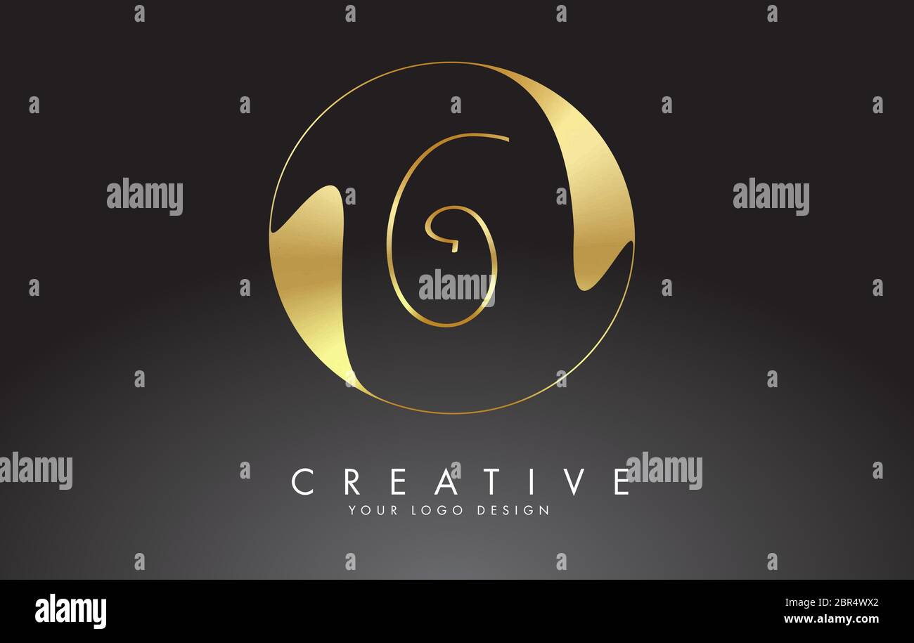 Initial G handwritten letter logo with golden elegant design and golden ...