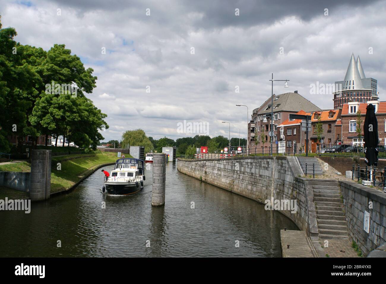 Rur kurz vor der Mündung in die Maas, Roermond, Limburg, Niederlande Stock Photo
