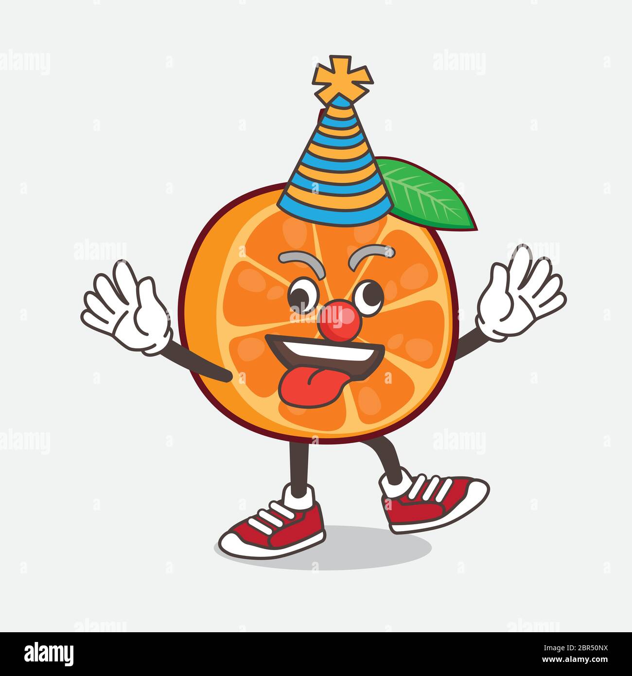 An illustration of Orange Fruit cartoon mascot character as funny clown ...