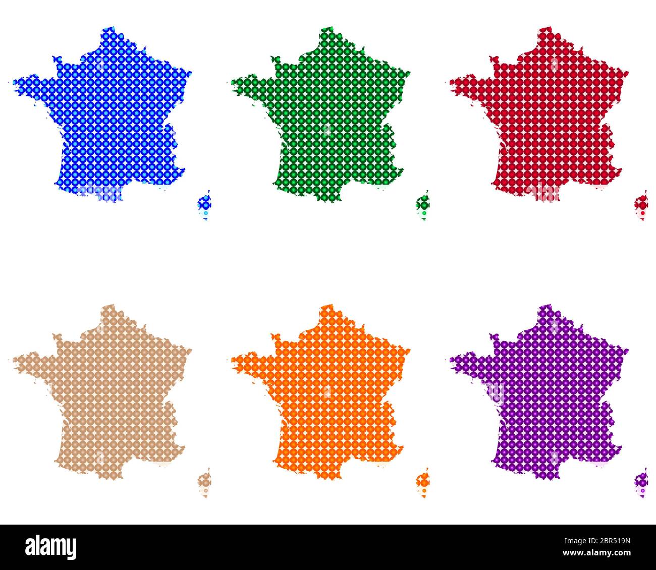 Karten von Frankreich in Kreisen Stock Photo