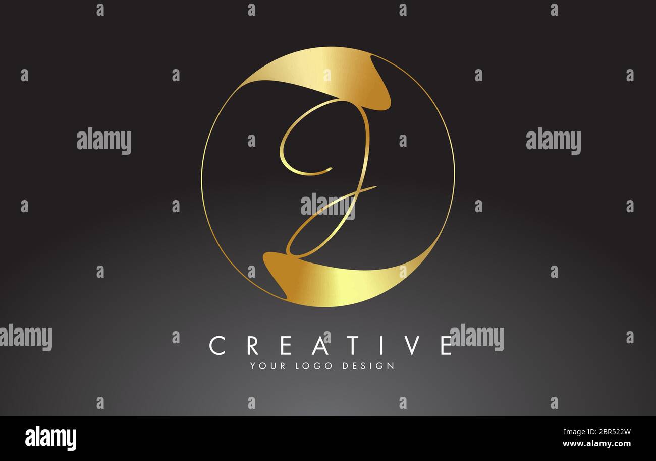 Initial J handwritten letter logo with golden elegant design and golden ...