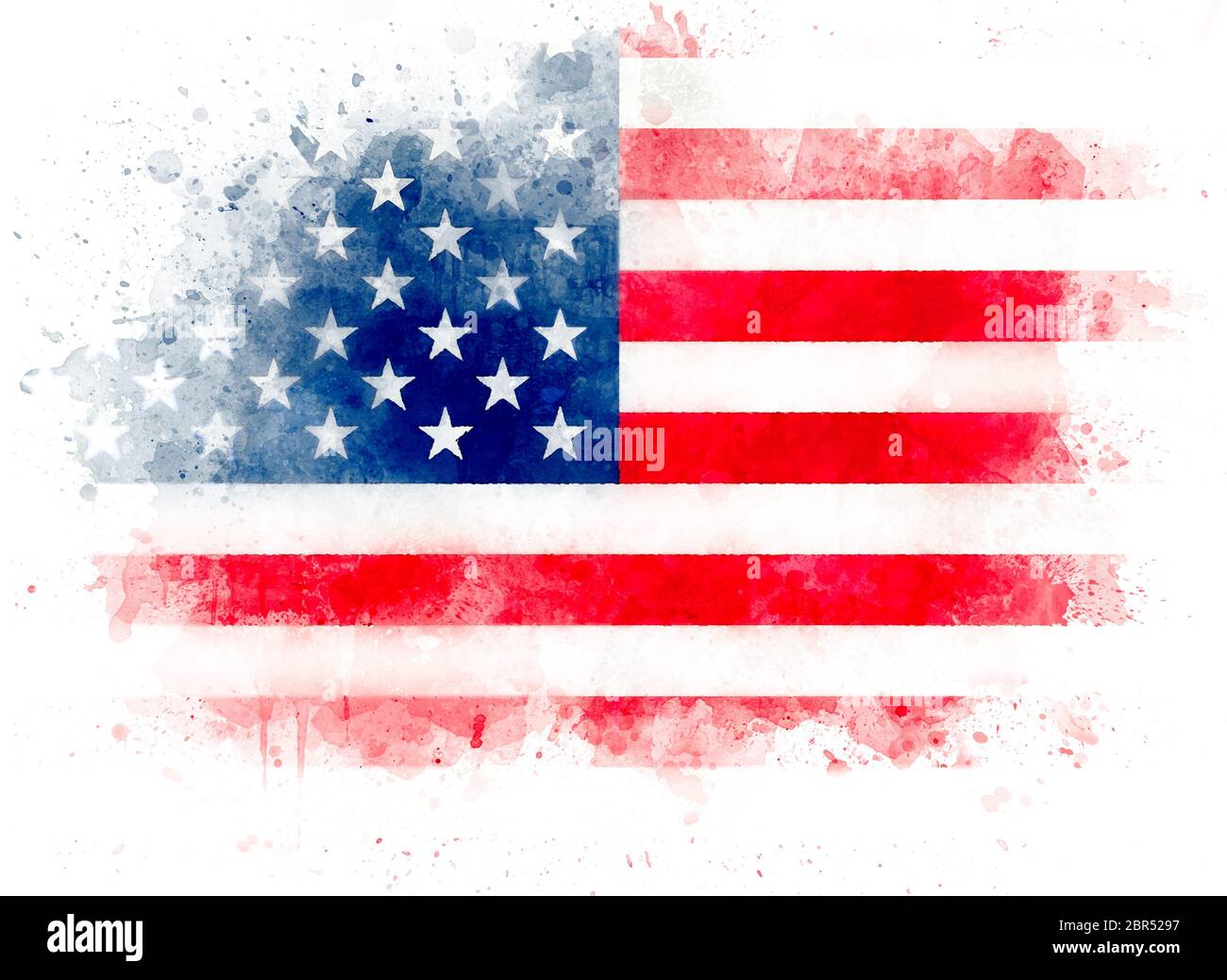 Illustration of watercolor USA flag, watercolor American flag isolated