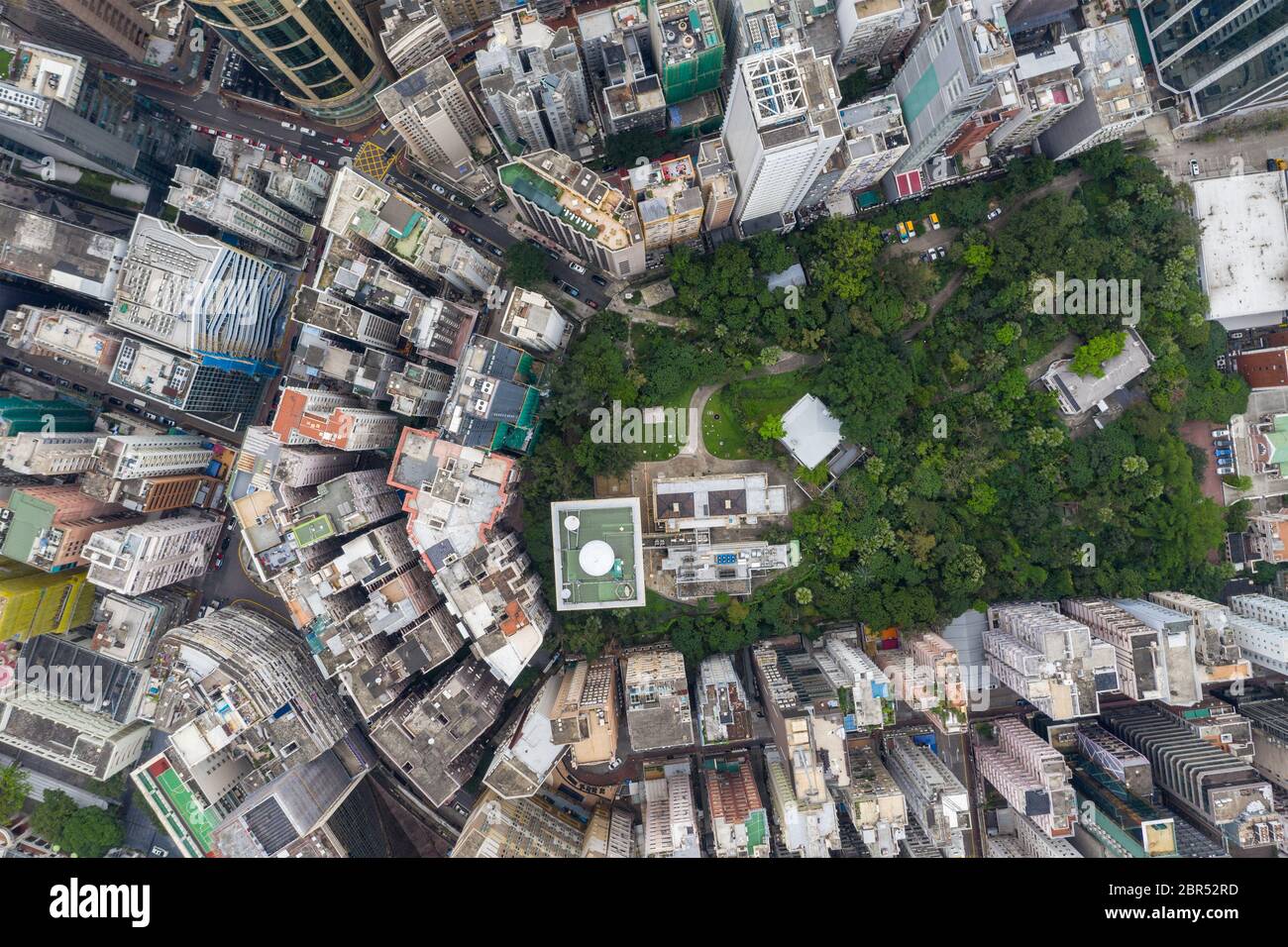 Tsim Sha Tsui, Hong Kong 21 April 2019: Aerial view of Hong Kong city Stock Photo