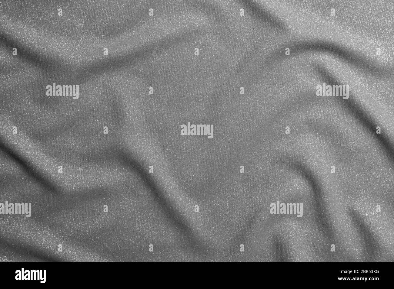 Black and white wavy silk fabric with folds. Mockup and blank designer for making a flag on a gray background texture. Stock Photo