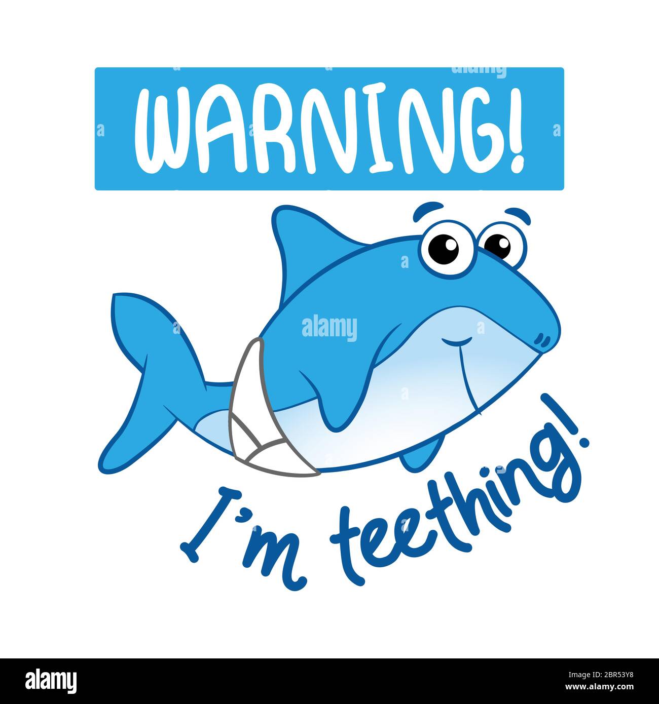 Warning! I'm teething - T-Shirts, Hoodie, Tank, gifts. Vector illustration text for clothes. Inspirational quote card, invitation, banner. Kids callig Stock Vector