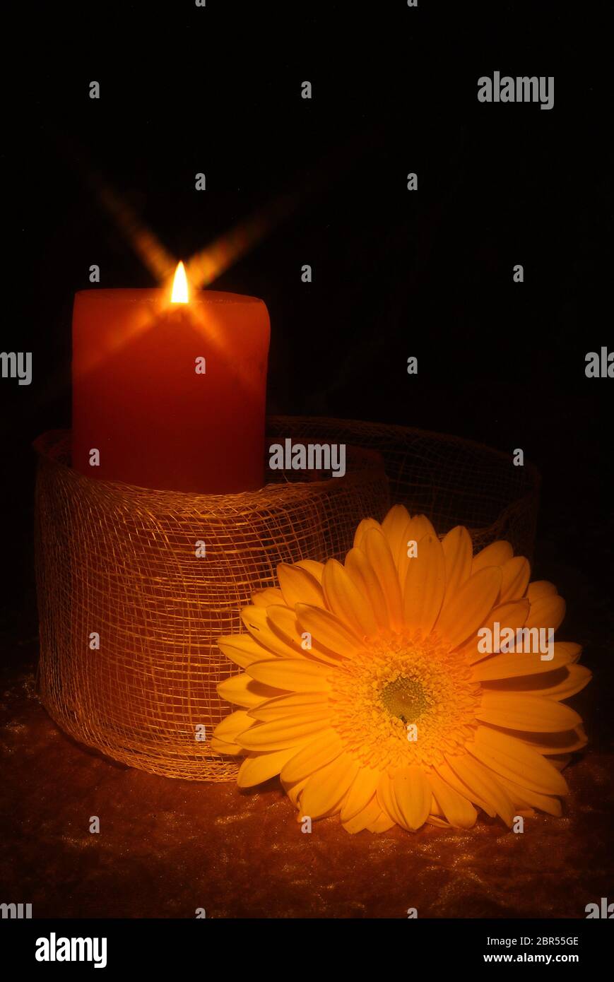Candles flame close up on a black background Stock Photo - Alamy