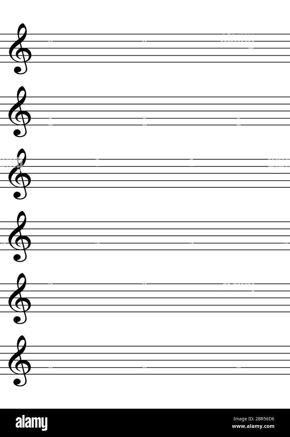Sheet music paper with treble clef Stock Photo - Alamy