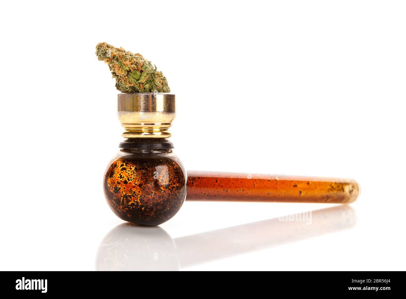 Marijuana bud and glass smoking pipe on white background Stock Photo - Alamy