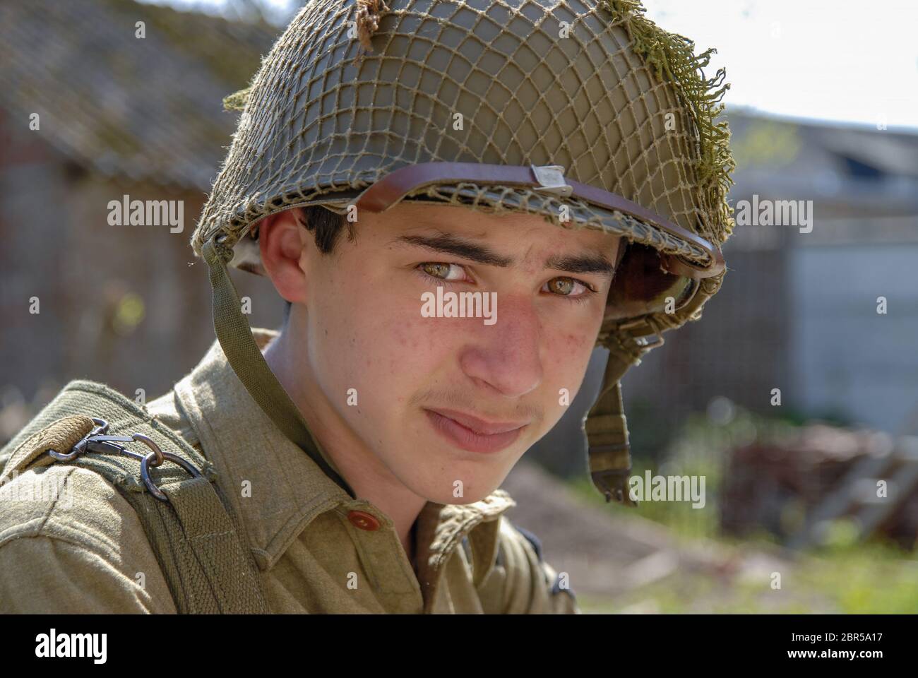 a portrait of sad young WWII american soldier Stock Photo - Alamy