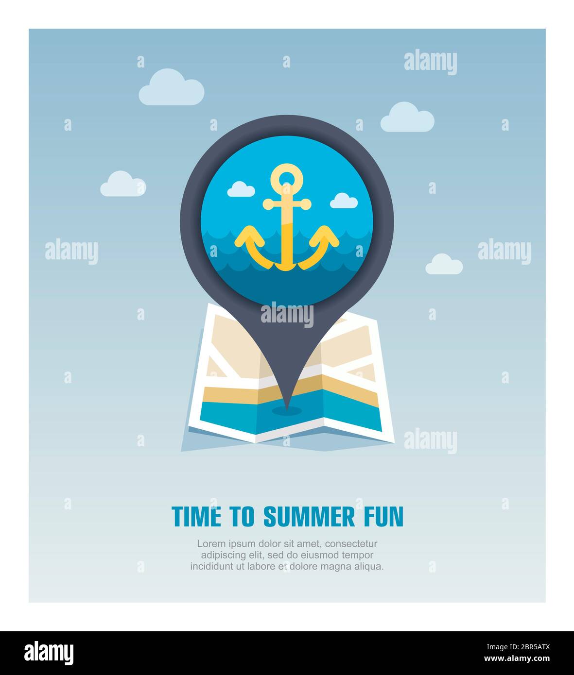 Anchor vector pin map icon. Marine Map pointer. Summer Map markers ...