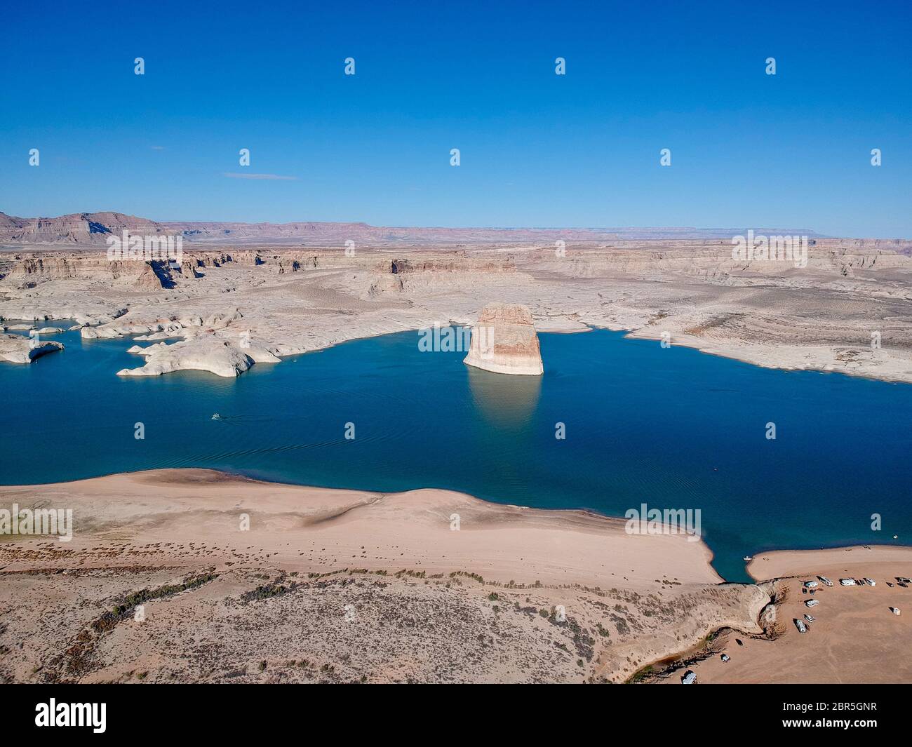 Aerial vief of Lone Rock at Lake Powell Stock Photo Alamy