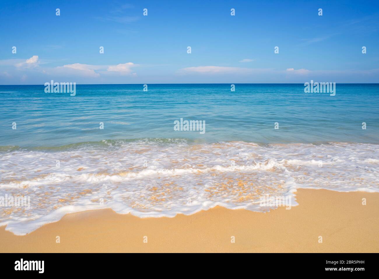 Beach sand and blue sea landscape nature in blue sky Stock Photo - Alamy