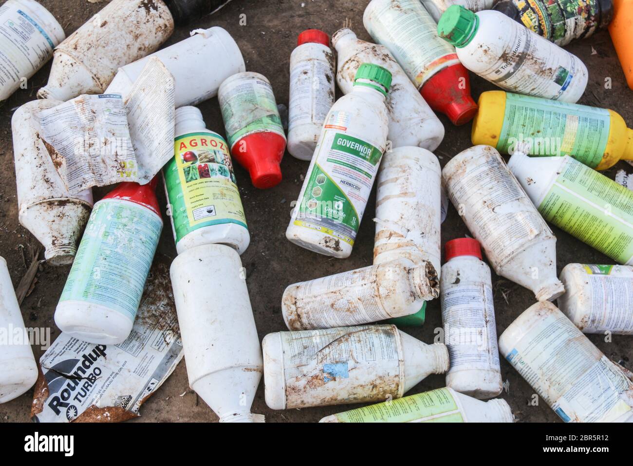 Nakuru, Kenya. 12th May, 2020. A heap of agricultural chemical plastic