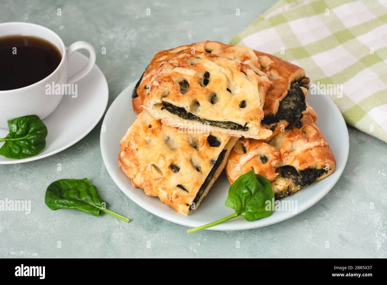 Pastries with feta cheese and spinach.Greek pie spanakopita Stock Photo Alamy