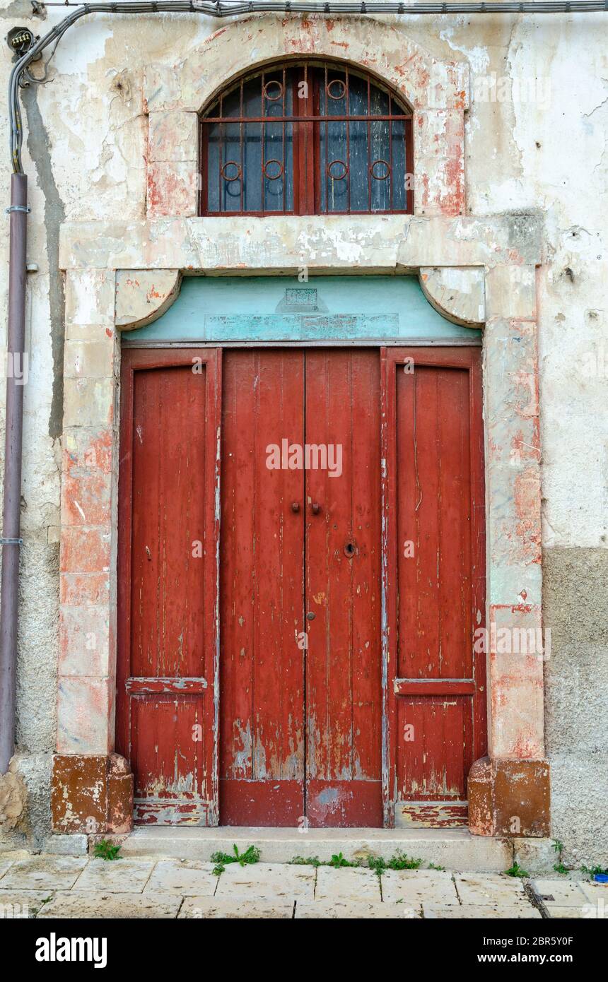 The Ancient door of a Sicilian house Stock Photo