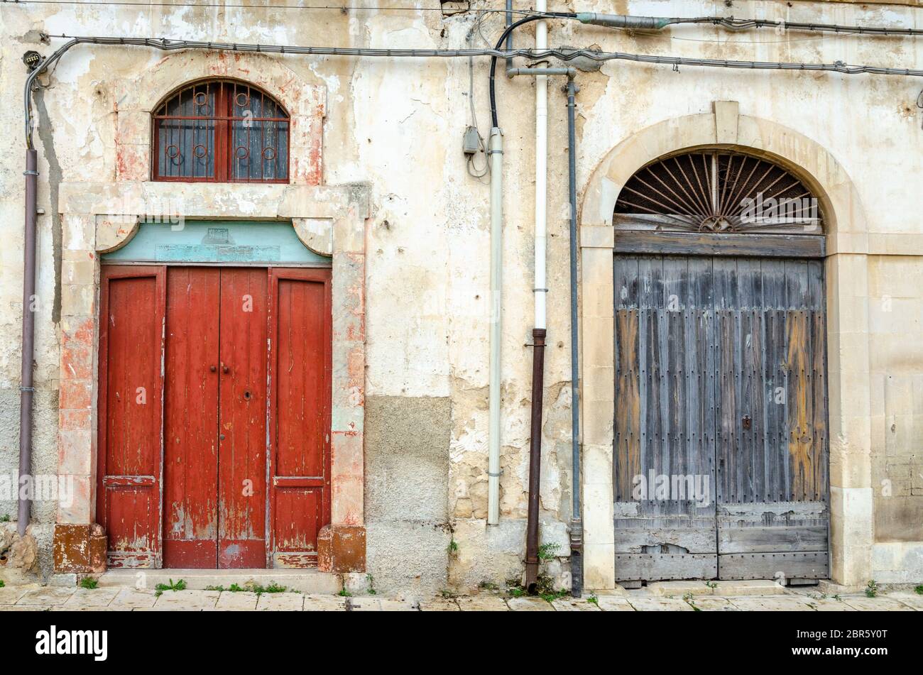 The Ancient door of a Sicilian house Stock Photo