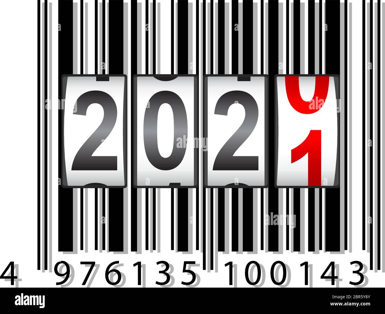 2021 New Year counter, barcode calendar illustration Stock Vector Image