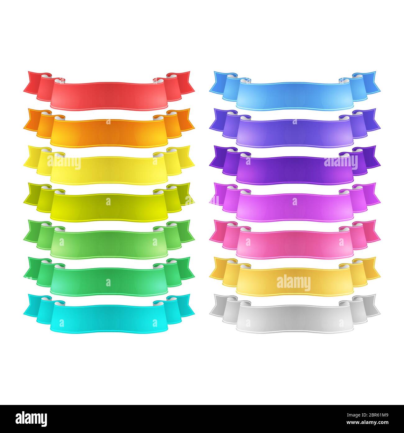 isolated bright colored satin ribbons set Stock Photo - Alamy