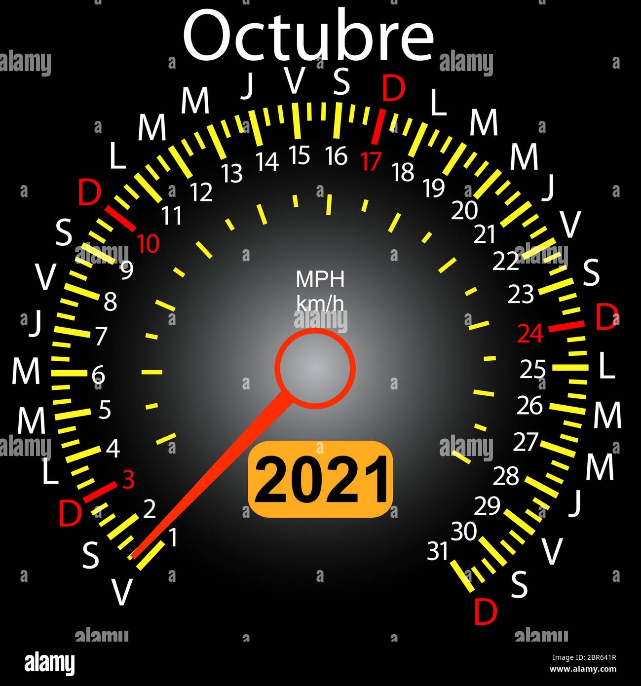 2021 Year Calendar Speedometer Car In Spanish October Stock Vector Image Art Alamy lmsv calendar 2021