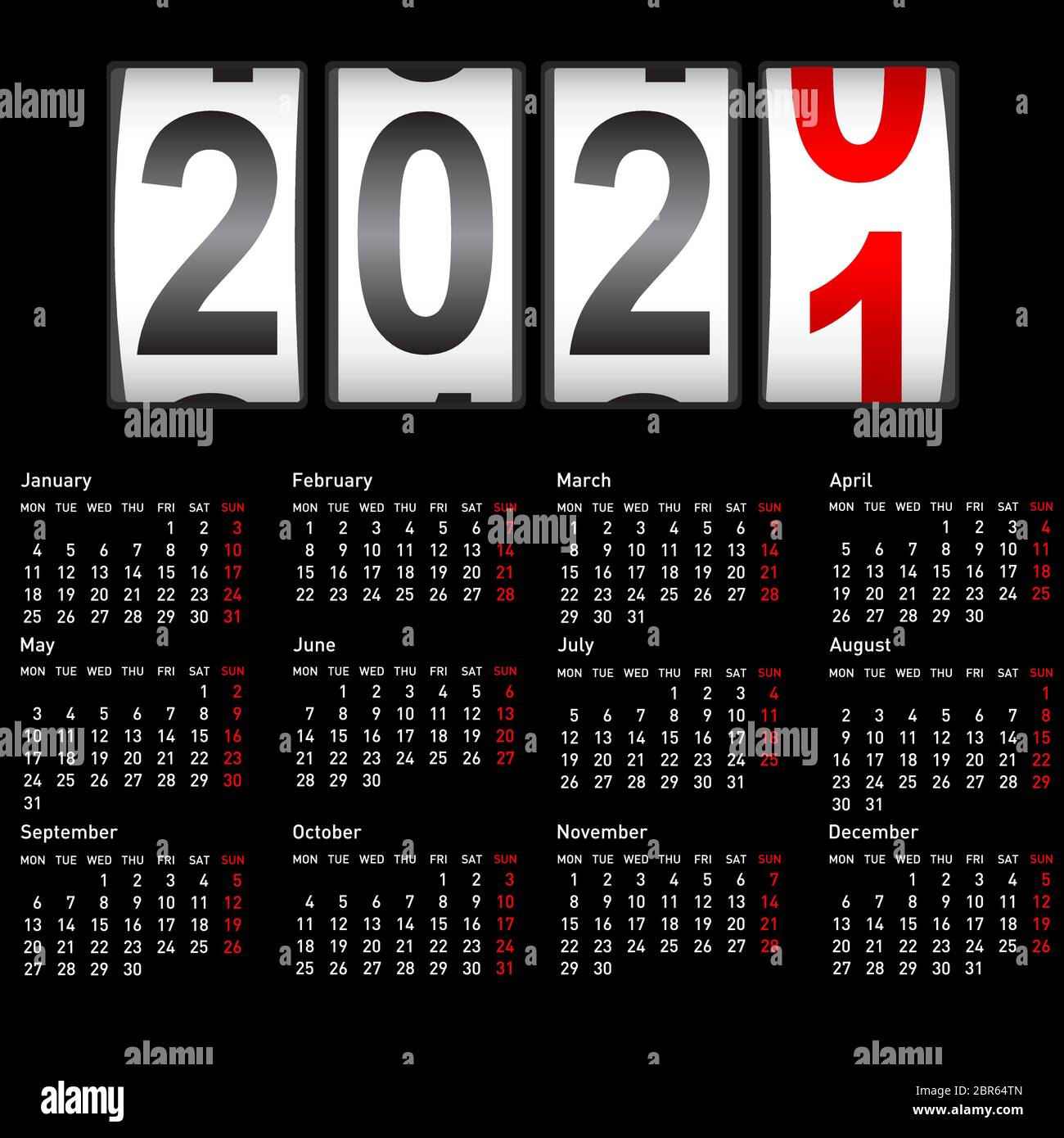 2021 New Year counter, change calendar illustration Stock Vector Image
