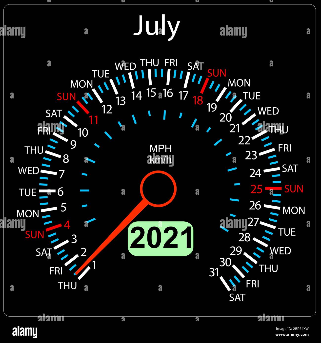 The 2021 year calendar speedometer a car July Stock Vector Image & Art ...